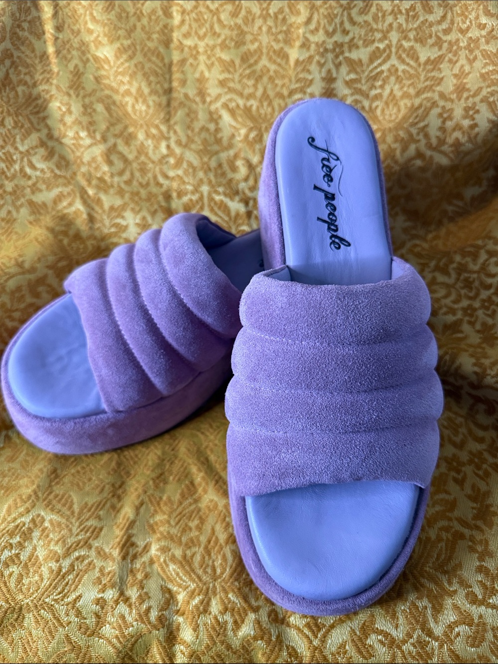 Free People Lavender Quilted Slide Sandals